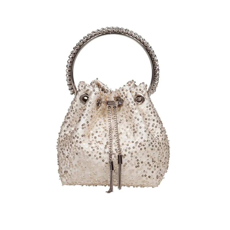 Jimmy Choo Bucket Bag Bon Bon Satin Bag Neutrals