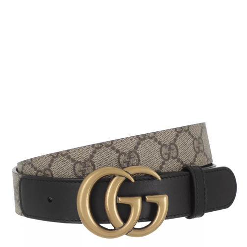 Gucci Double G Belt Leather Beige Ebony/Black Waist Belt