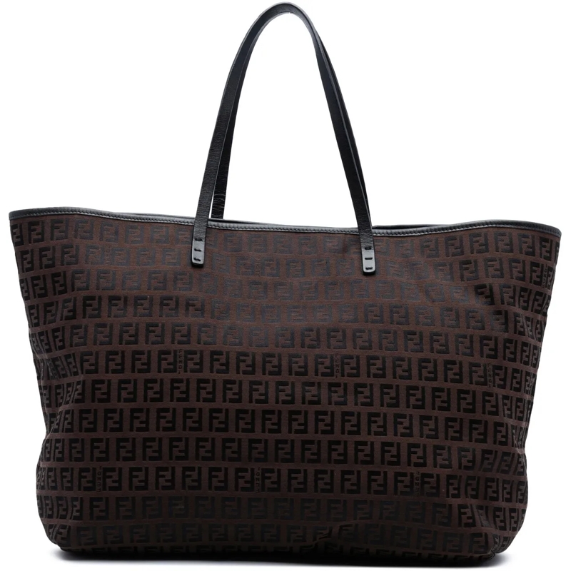 Fendi Shopper Medium Zucchino Canvas Roll Tote braun