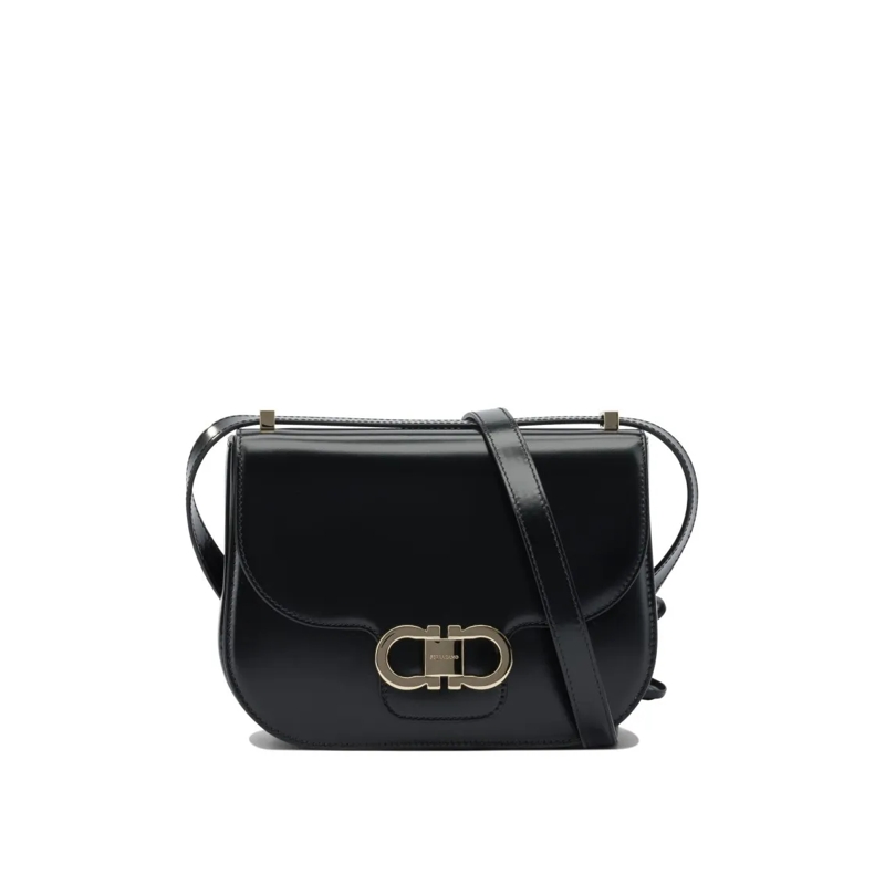 Salvatore Ferragamo Schultertasche Compact Leather Crossbody Bag Black