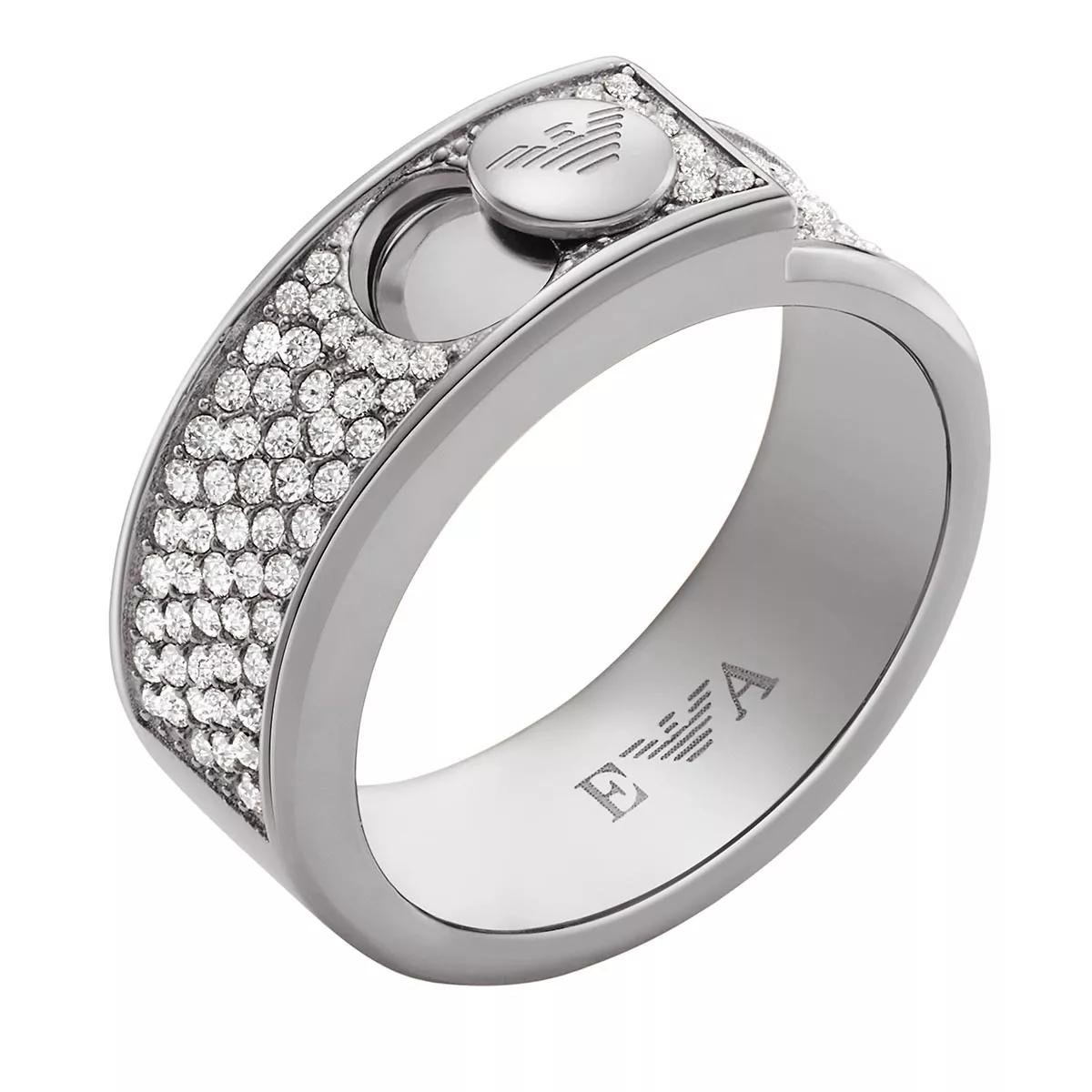 Emporio Armani Ring - Emporio Armani Stainless Steel with Crystals Sette - Gr. 50 - in Silber - für Damen