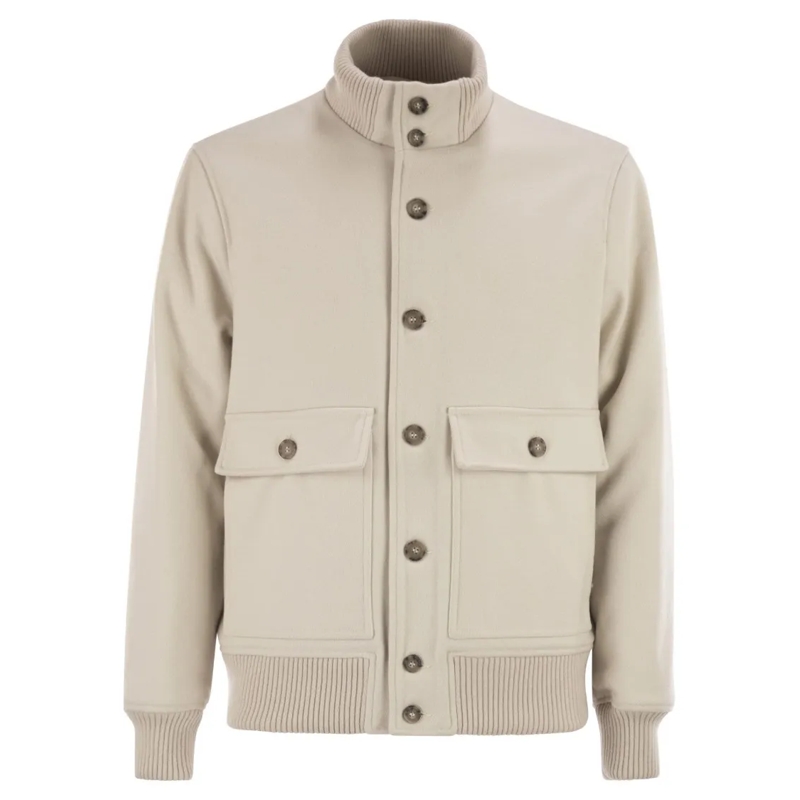 Peserico Bomberjacke Wool And Cashmere Bomber Jacket Neutrals