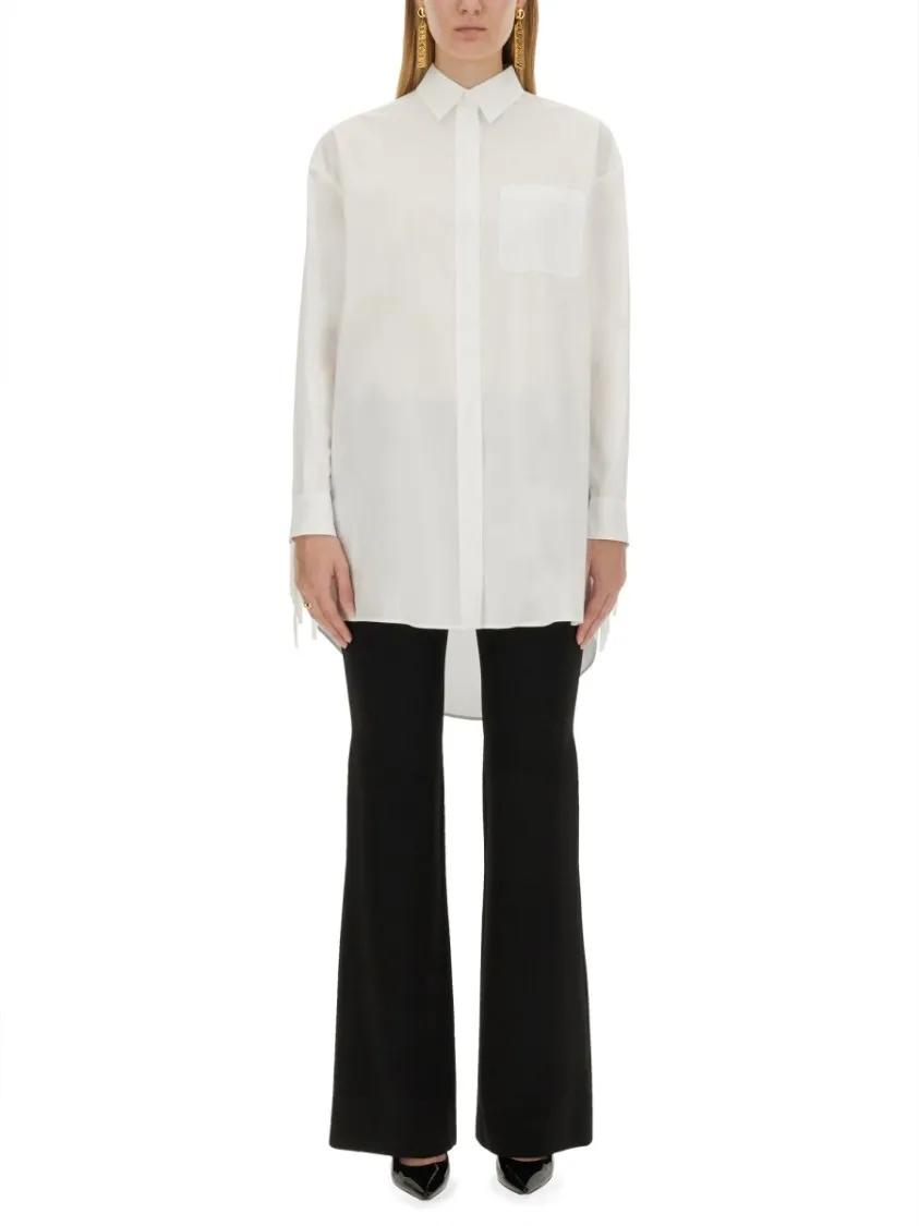 Thumbnail - Moschino - Fringe-Detail Poplin Shirt With Classic Collar - Größe 42 - schwarz