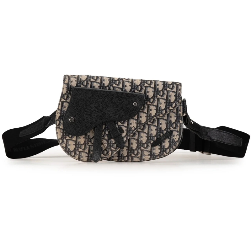 Christian Dior Schultertasche Oblique Canvas Saddle Messenger Bag blau