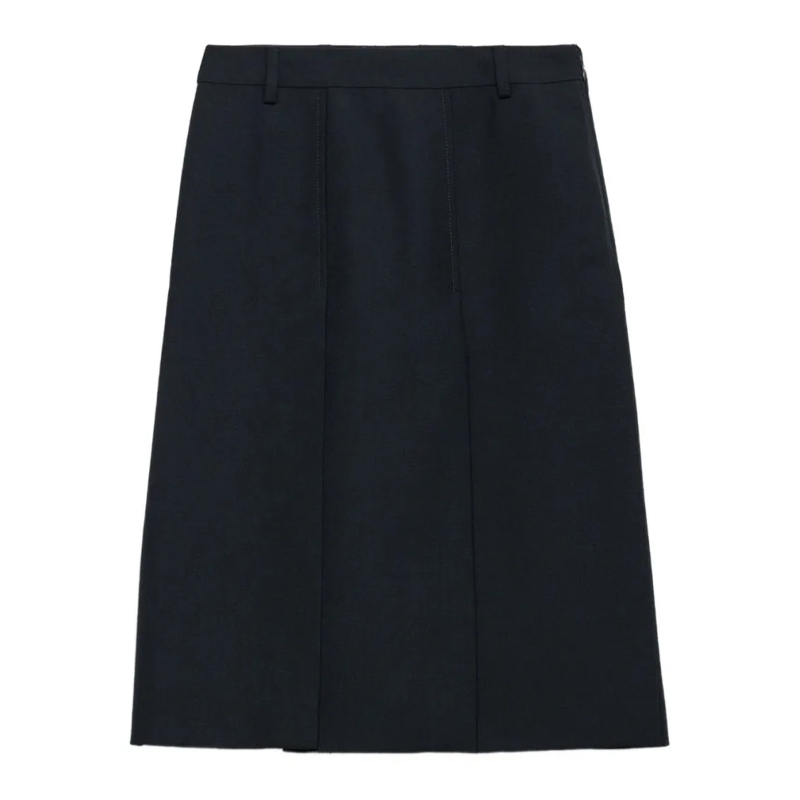 Prada Midirok Tailored Black Midi Skirt Black