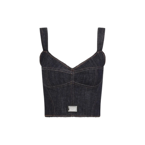 Dolce&Gabbana Blusen Blue Cotton Bustier Blue