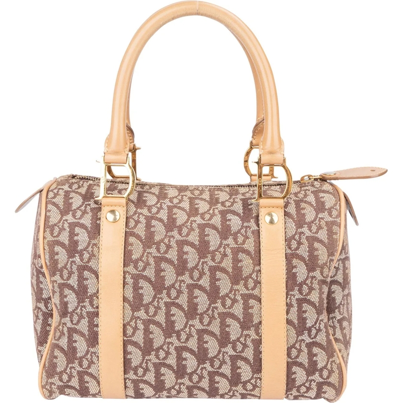 Christian Dior Schultertasche Christian Dior Trotter Monogram Boston Handbag beige