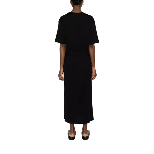 Lemaire Geripptes Kleid mit Schnürung black black 