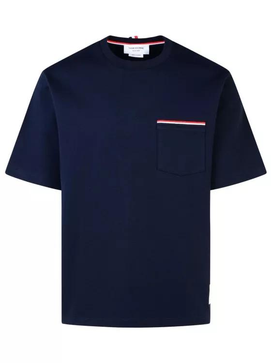 Thom Browne - %27Milano Over%27 Navy Cotton T-Shirt - Größe 1 - blue