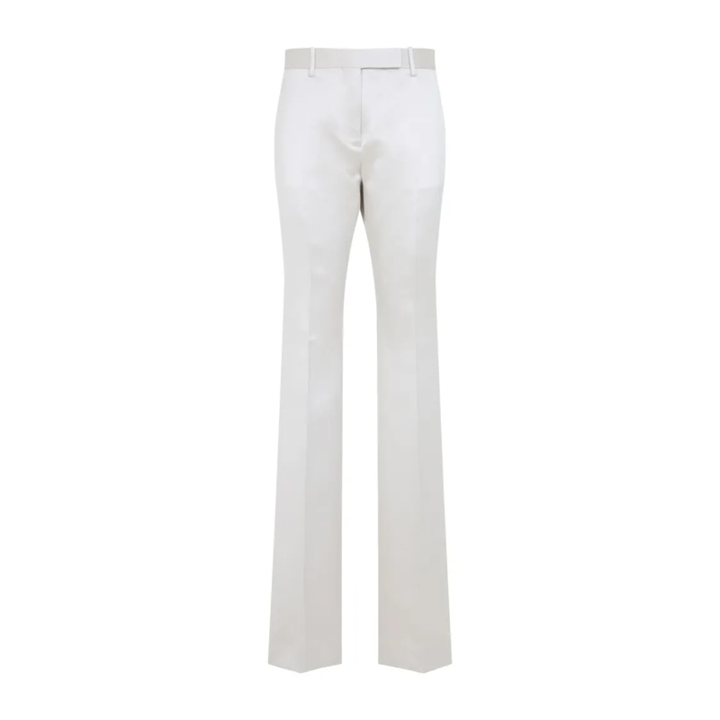 Tom Ford  Straight-Leg Cotton-Silk Trousers With Concealed F White