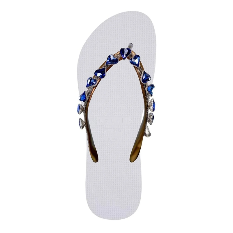 UZURII Flip Flops Zehentrenner Heart Blue weiss(Image 3)