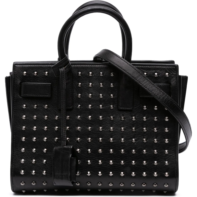 Saint Laurent Schultertasche Nano Studded Leather Sac de Jour Satchel schwarz
