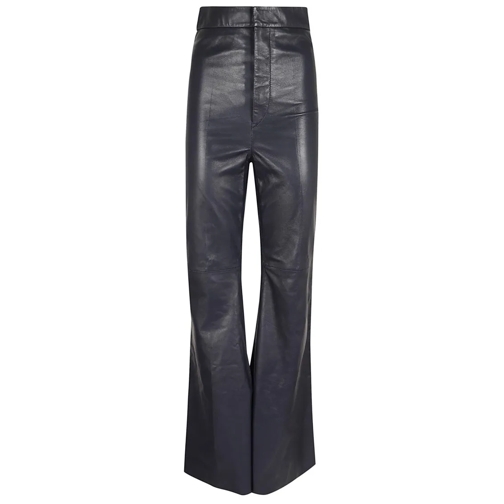 Victoria Beckham Lederhosen Flared Leather Trouser Blue