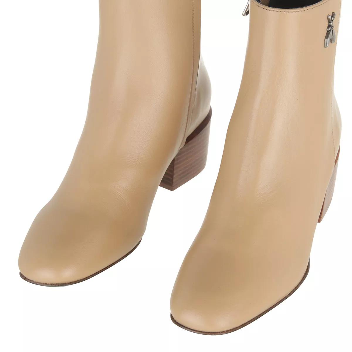 Beige leather sales ankle boots