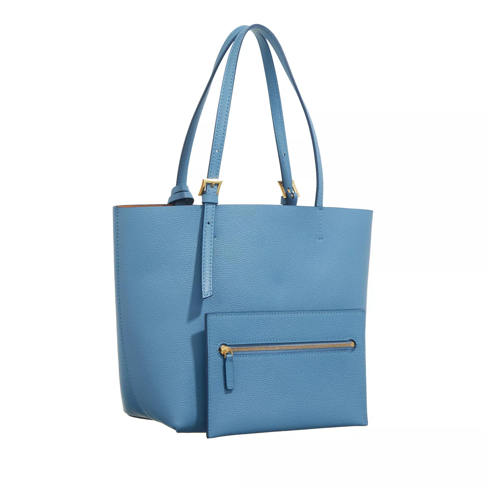 MCM Shoppers Himmel Leather Doppel Shopper Mini E4 in blauw