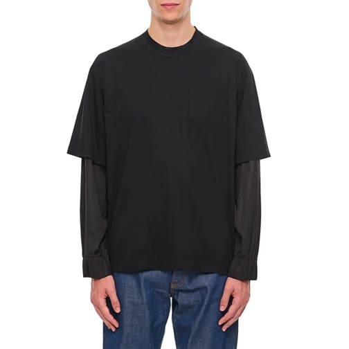 Sacai T-shirts Cotton Jersey Shirt Black