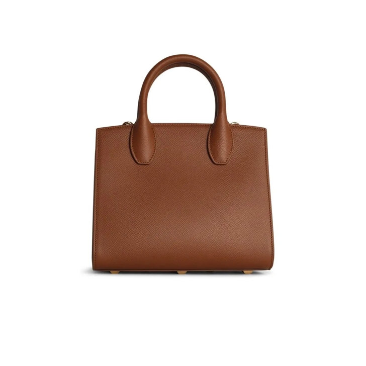 Salvatore Ferragamo Box Mini Bag In Brown Leather Brown Crossbody Bag