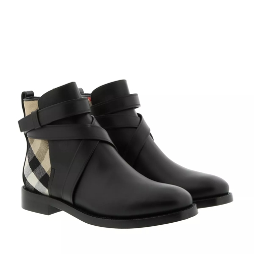 Burberry House Check Ankle Boots Leather Black Archive Beige Bottine
