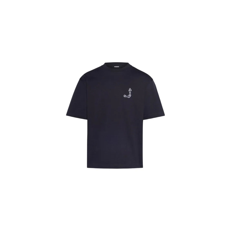 Jacquemus T-shirt Boxy-Fit Black T-Shirt With Abstract Graphics Black