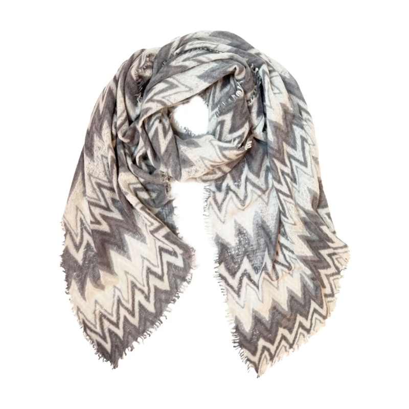 Mala Alisha Écharpe légère Schal London mit Zick-Zack-Muster Grau