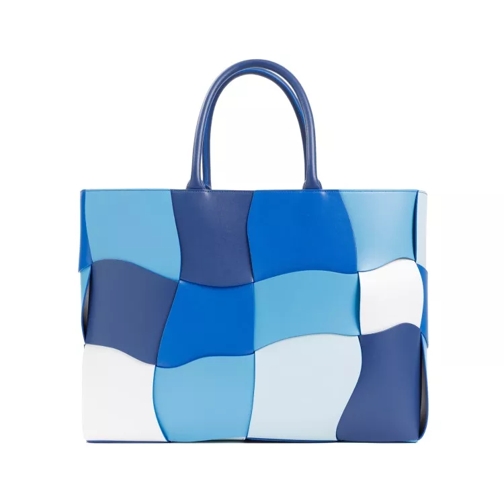 Bottega Veneta Distorted Arco Blue Calf Leather Tote Bag Blue Rymlig shoppingväska