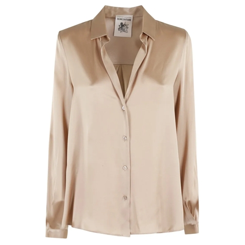 Semi Couture Chemises Ava Bronze Satin-Finish Shirt Neutrals