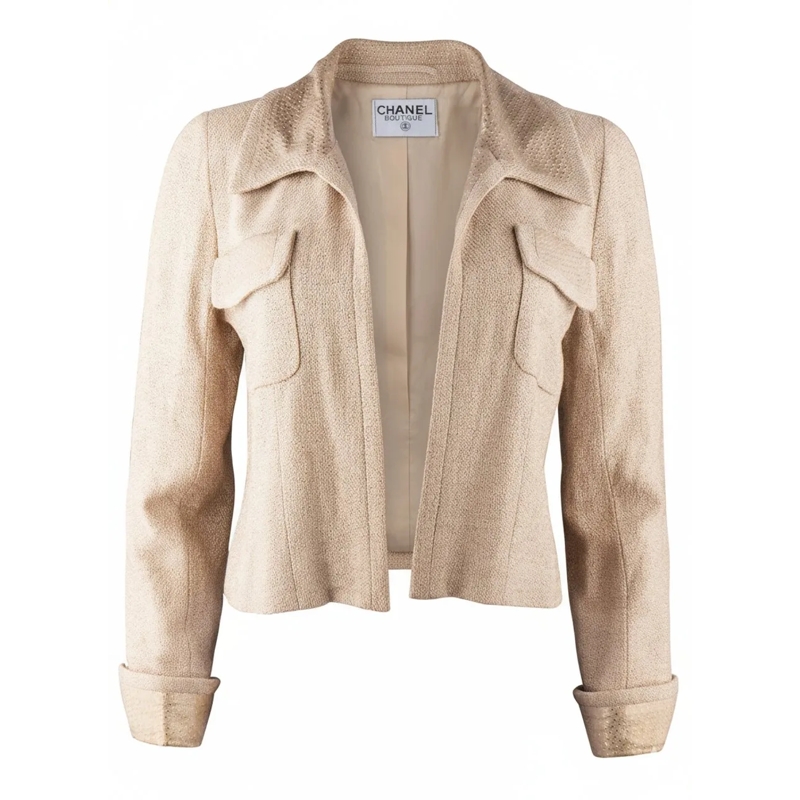 Chanel Übergangsjacke Chanel Golden Glitter Tweed Jacket (DE34 / FR36) mehrfarbig