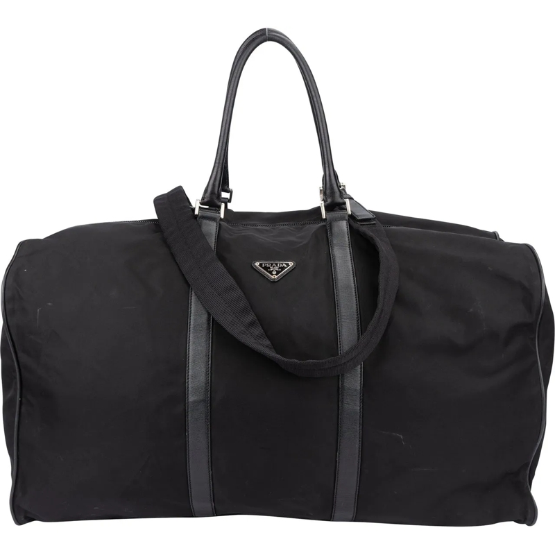 Prada Fourre-tout Prada Black Nylon Triangle Duffle Bag 60 schwarz