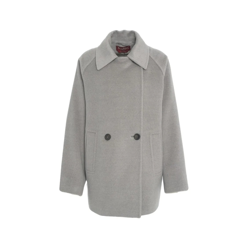 Max Mara Winterjas Double-Breasted Wool 'Ariano' Coat Grey