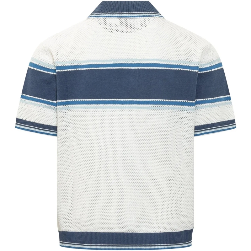 Casablanca Poloshirt Polo in Maglia Traforata a Righe dunkelblau(Image 2)