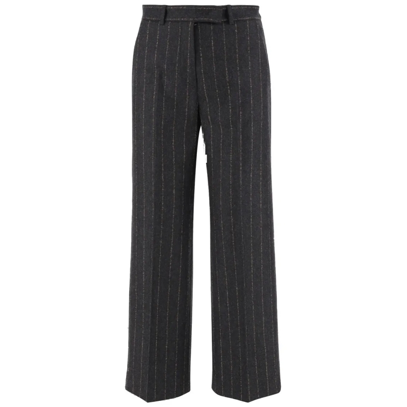 QL2 Quelledue  Theodora Wool And Cashmere Striped Pants Grey