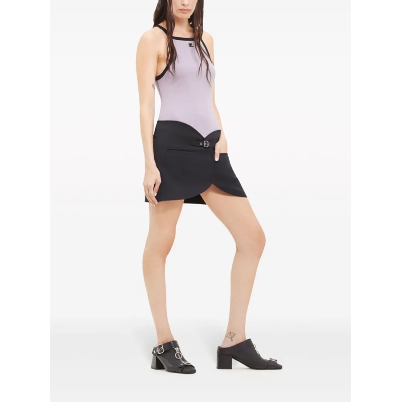 Courrèges Blouse Cotton Jersey Sleeveless Top White