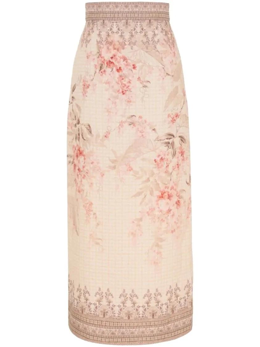Thumbnail - Zimmermann - Illuminate Pencil Midi Skirt - Größe 2 - beige