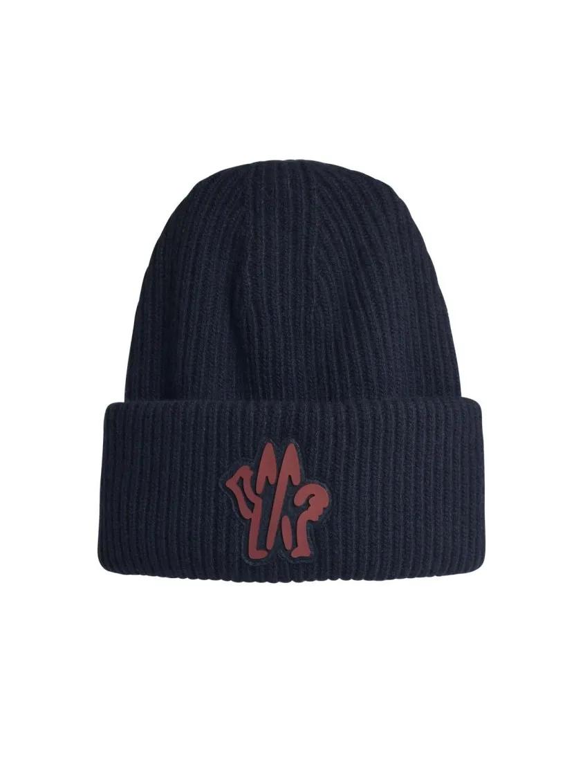 Moncler Mützen - Blue Virgin Wool Beanie - Gr. ONE SIZE - in Blau - für Damen