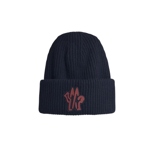 Moncler Hut Blue Virgin Wool Beanie Blue