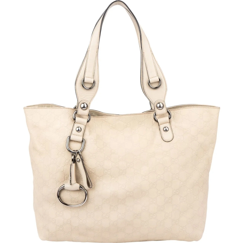 Gucci Tote Gucci Leather GG Monogram Horsebit Handbag weiß
