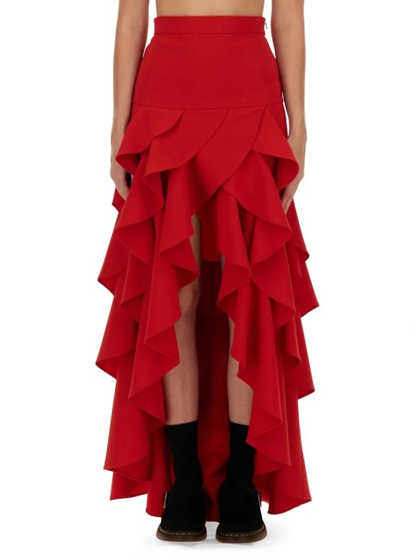Thumbnail - Moschino - Crepe Skirt With Ruffles - Größe 40 - red