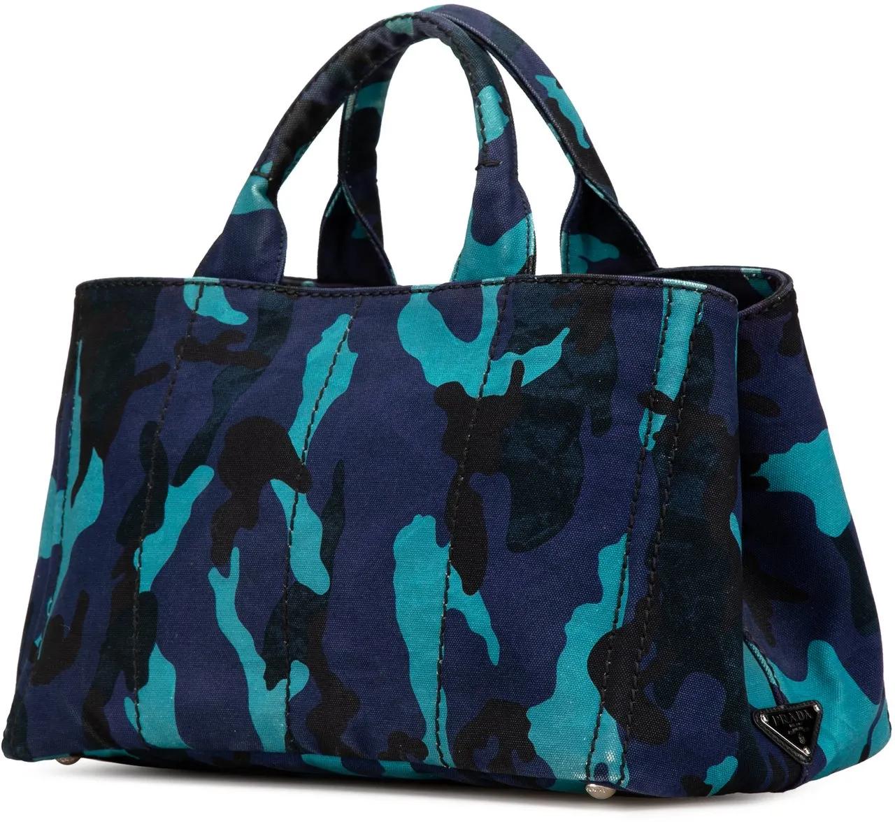 Prada Canvas Camouflage Canapa Logo Satchel blau Schultertasche