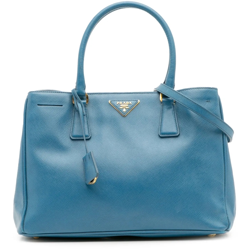 Prada Schultertasche Medium Saffiano Lux Galleria Satchel blau