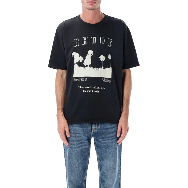 Rhude T-shirt Thousand Palms Cotton Graphic T-Shirt Black
