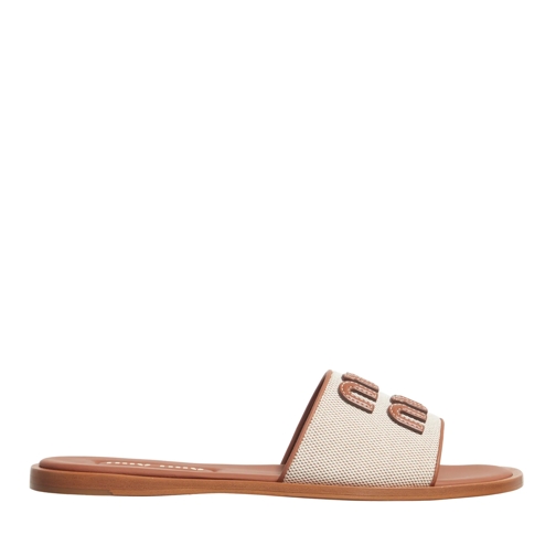 Miu Miu Slide Logo Slides Naturale Brandy