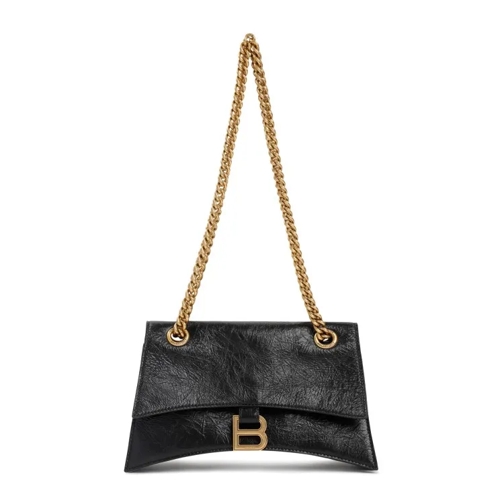 Balenciaga Leather Crush Chain Bag Black Axelremsväska