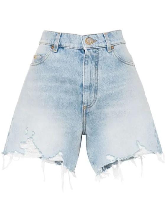 Thumbnail - Balmain - High-Rise Denim Shorts - Größe 36 - blau