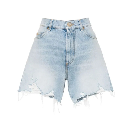 Balmain High-Rise Denim Shorts Blue 