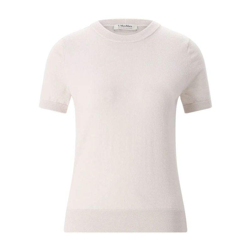 Max Mara T-Shirt Beige Crewneck Knit Top Black