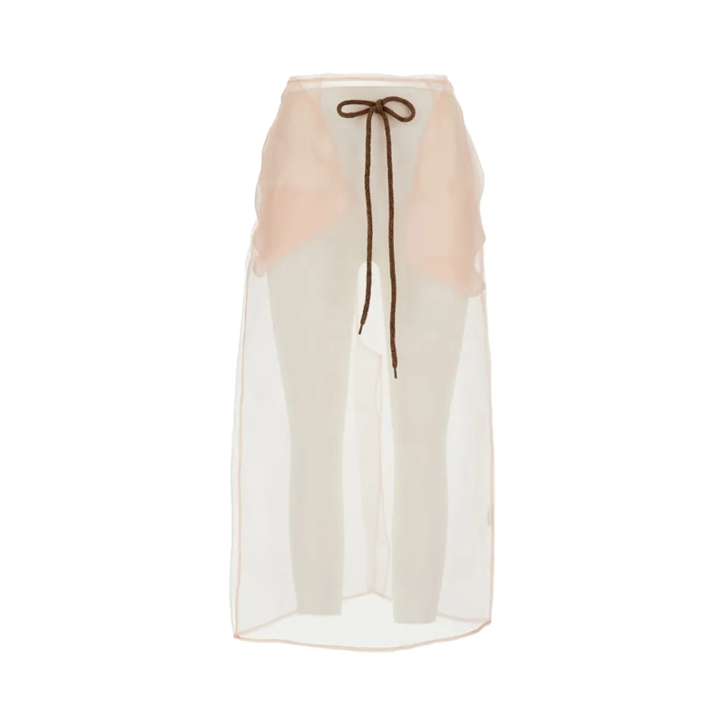 Simone Rocha Midirok Sheer Column Midi Skirt White