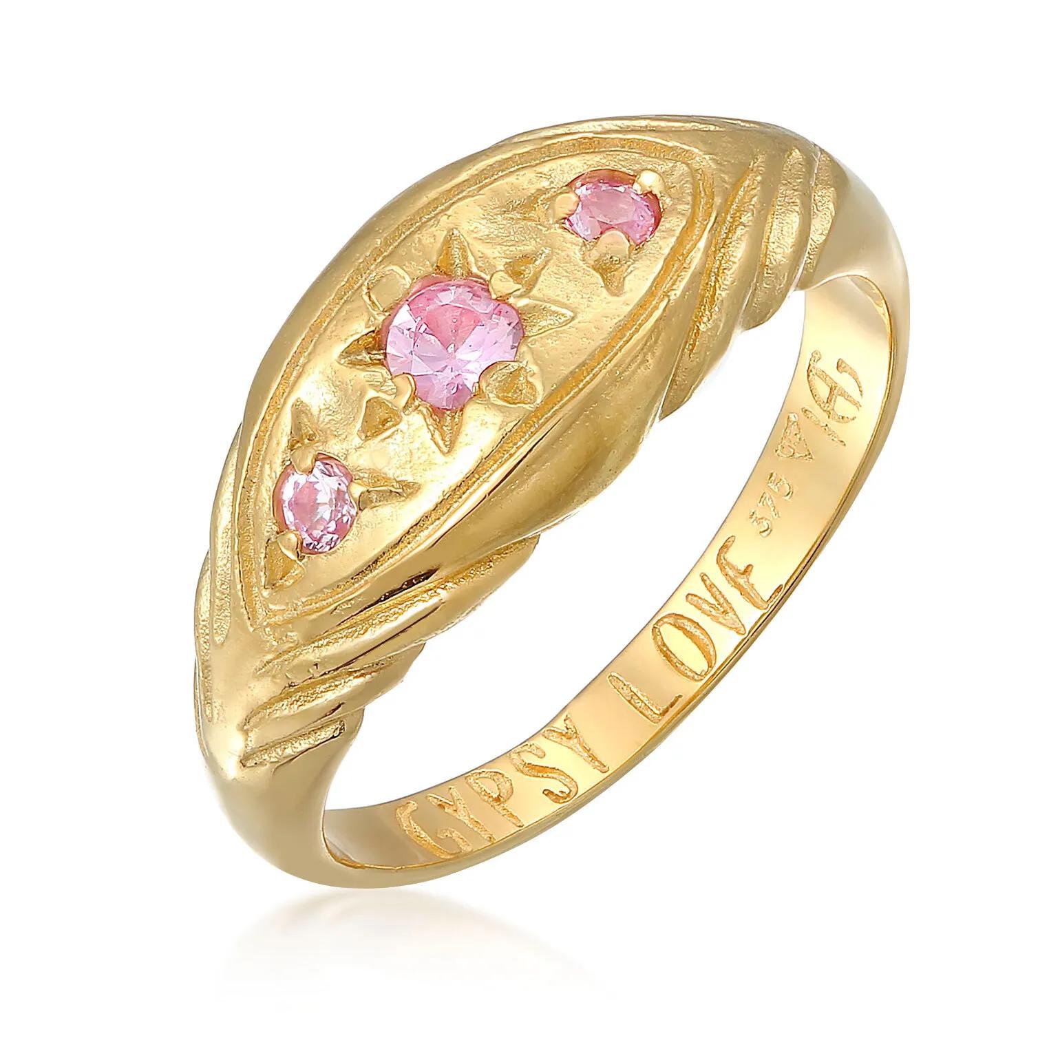 Haze & Glory Ringe - Ring Stern Saphir Pink - Love Rules 375 Gelbgold - Gr. 52 MM - in Gold - für Damen