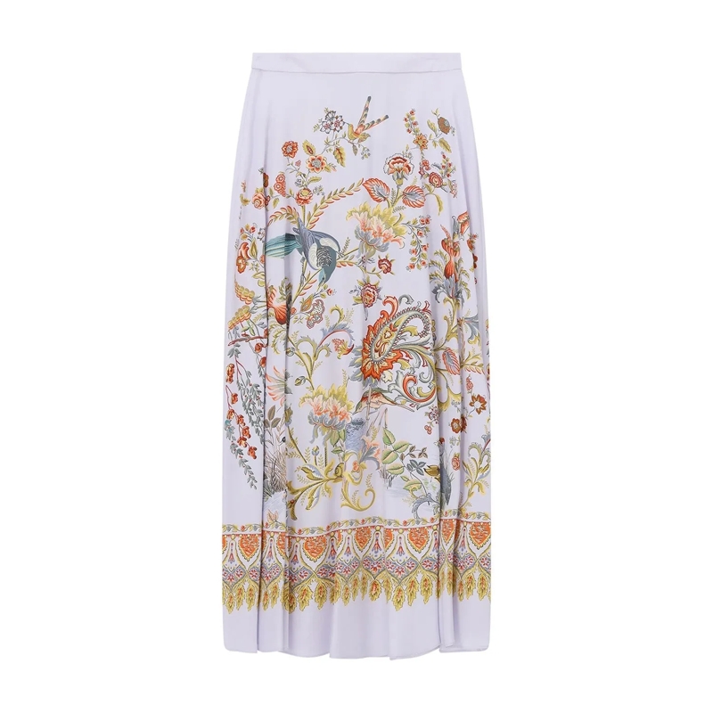 Etro Maxirock Midirock aus Seide blau