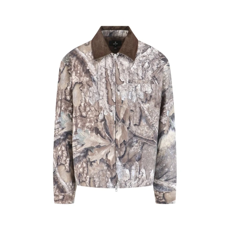 Represent  Camo Trucker Jacket With Corduroy Collar Multicolor
