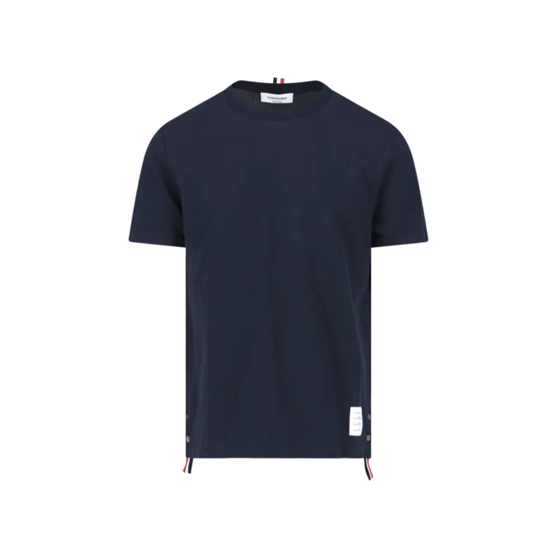 Thom Browne T-shirt Crew Neck Cotton T-Shirt With Distinctive Logo Blue